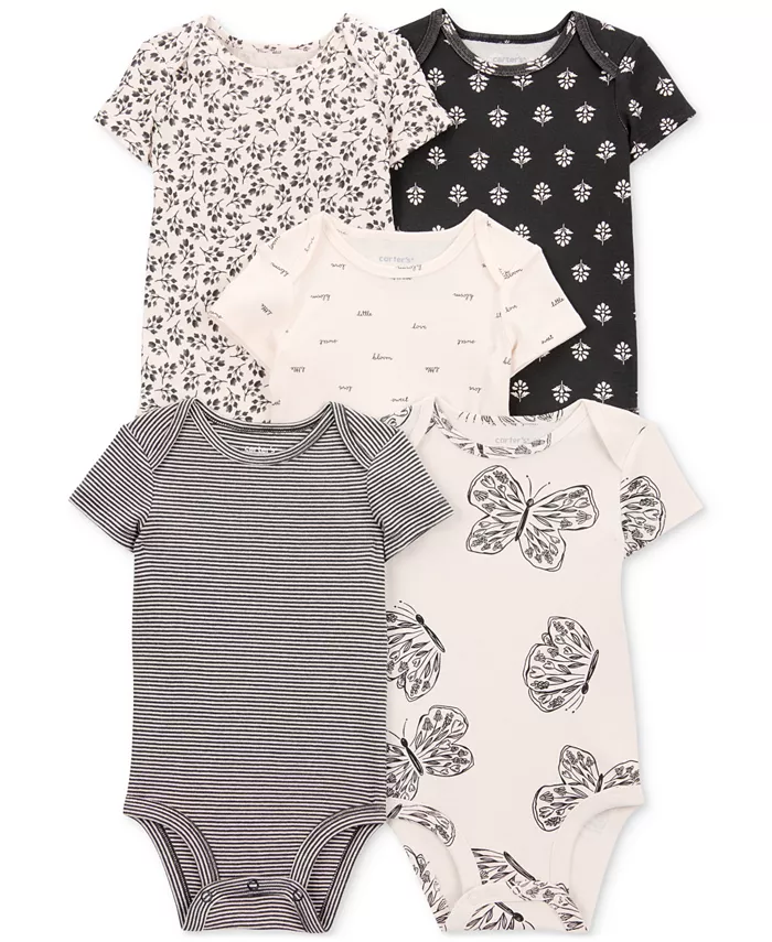 Бодики для девочек с полосками и бабочками, короткий рукав, хлопок, 5 штук Carter's, мультиколор
Бодики для девочек с полосками и бабочками, короткий рукав, хлопок, 5 штук Carter's, мультиколор