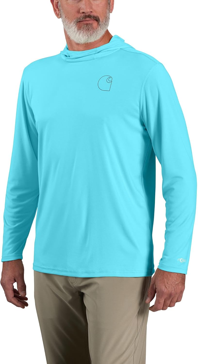 Легкая мужская футболка Carhartt Force Sun Defender с длинными рукавами и капюшоном, с графическим логотипом, Gulf Blue
Легкая мужская футболка Carhartt Force Sun Defender с длинными рукавами и капюшоном, с графическим логотипом, Gulf Blue