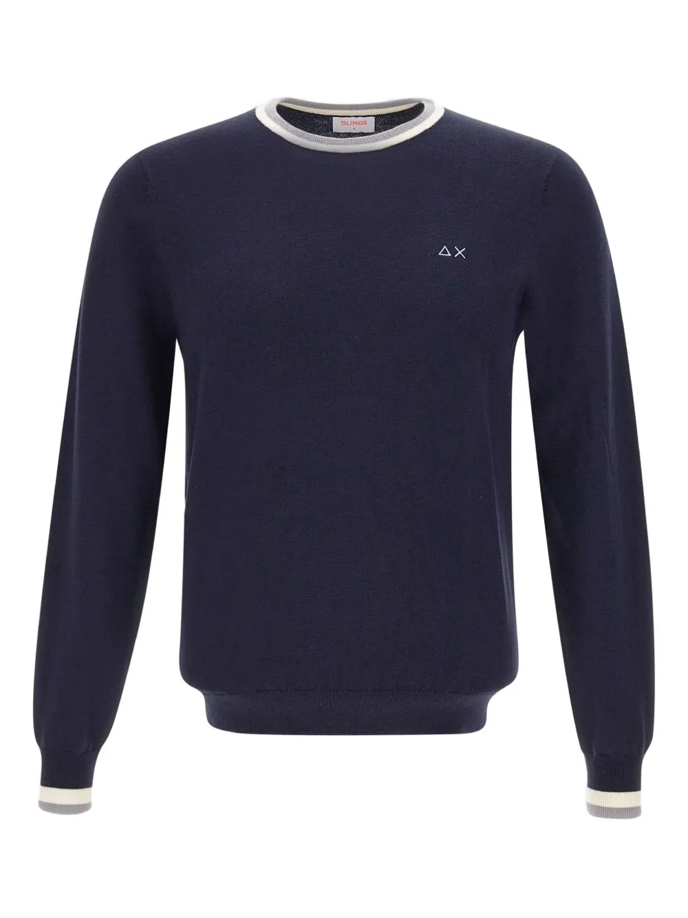 Свитер с круглым вырезом и отделкой Sun68, синий 
Свитер с круглым вырезом и отделкой Sun68, синий