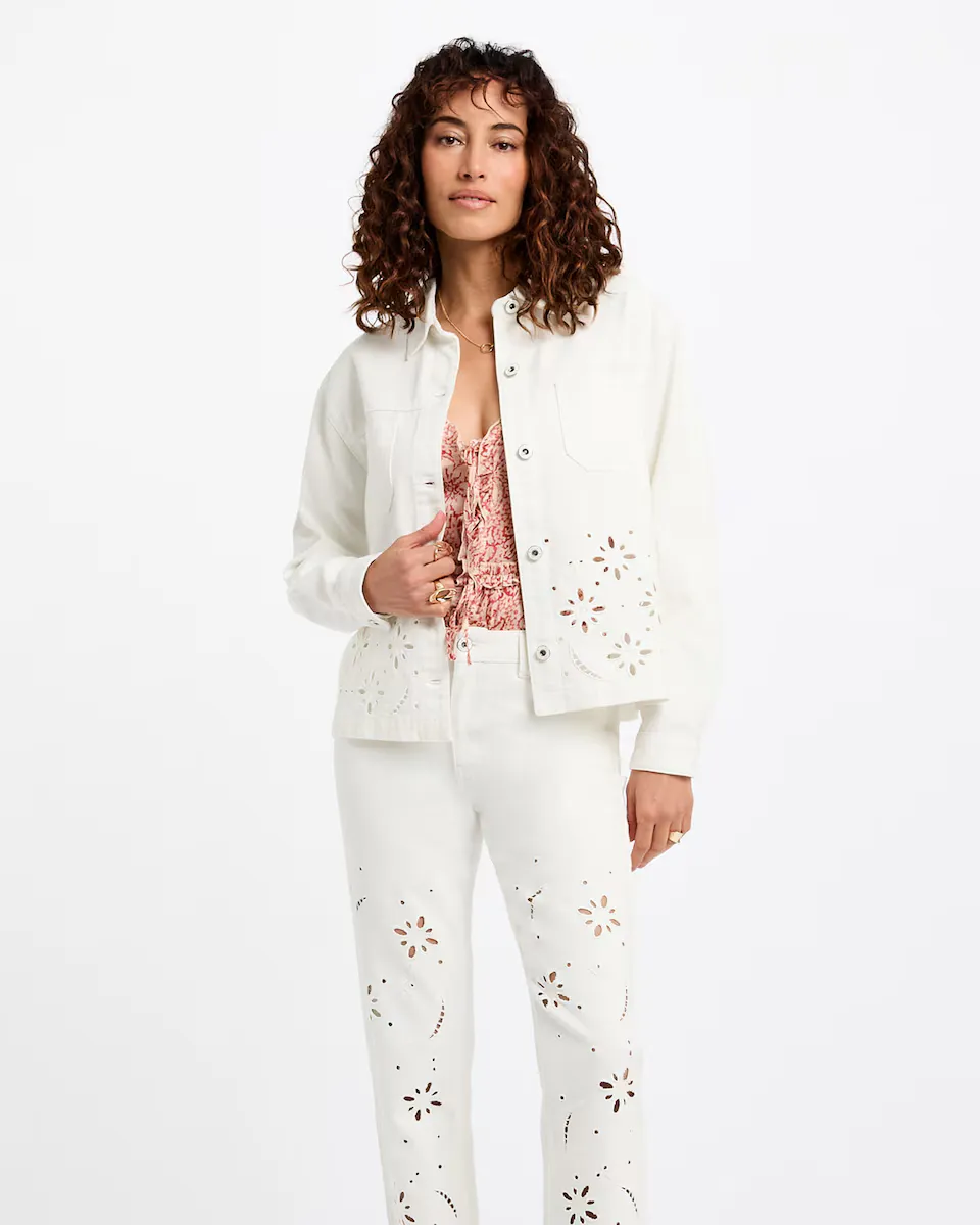 Женская джинсовая куртка с вышивкой Morgan, белый
Женская джинсовая куртка с вышивкой Morgan, белый