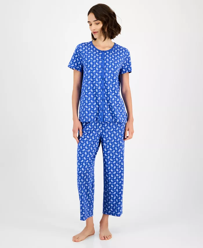 Женский укороченный пижамный комплект из двух предметов из хлопка с принтом Charter Club, синий
Женский укороченный пижамный комплект из двух предметов из хлопка с принтом Charter Club, синий