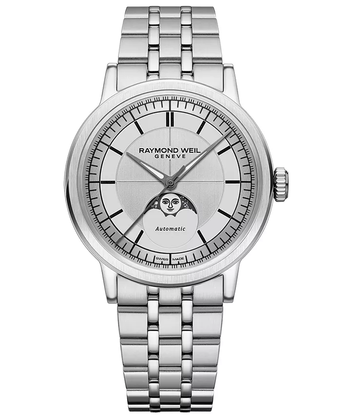 Мужские швейцарские автоматические часы Millesime Moon Phase на стальном браслете 40 мм Raymond Weil
Мужские швейцарские автоматические часы Millesime Moon Phase на стальном браслете 40 мм Raymond Weil