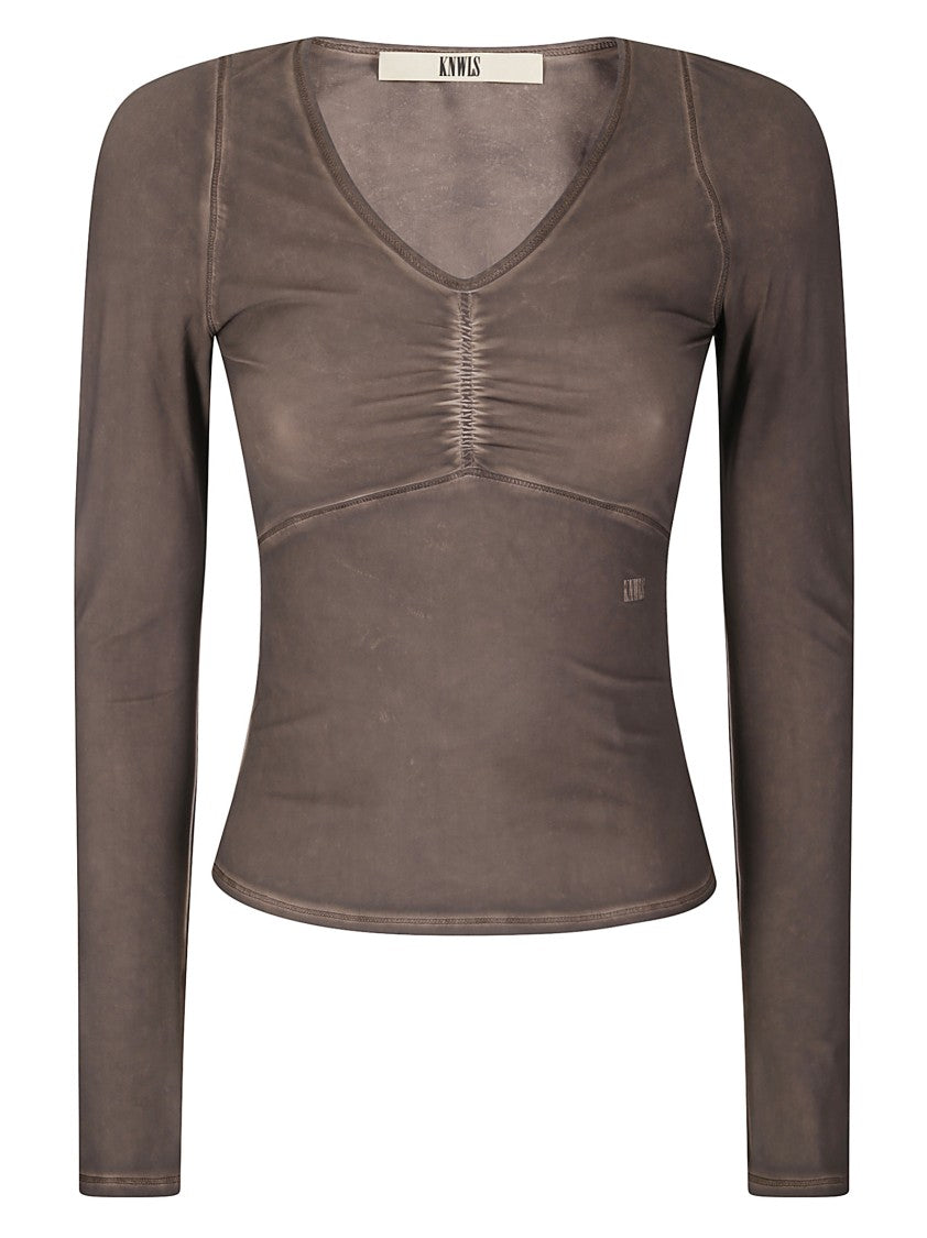 Топ из стрейч джерси с эффектом овердай KNWLS, коричневый
Топ из стрейч джерси с эффектом овердай KNWLS, коричневый