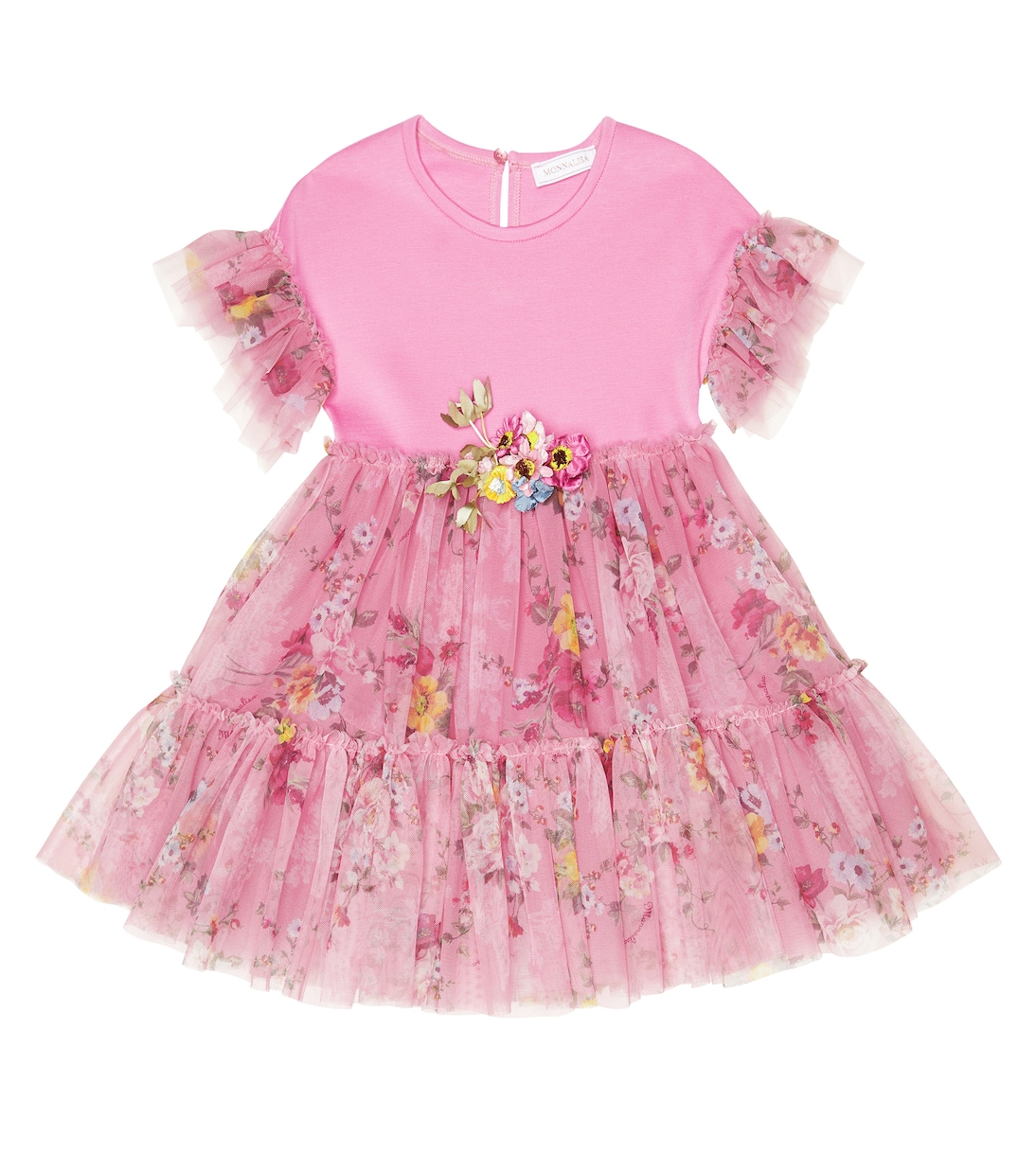 Платье из цветочного тюля Monnalisa, Cipria 
Платье из цветочного тюля Monnalisa, Cipria