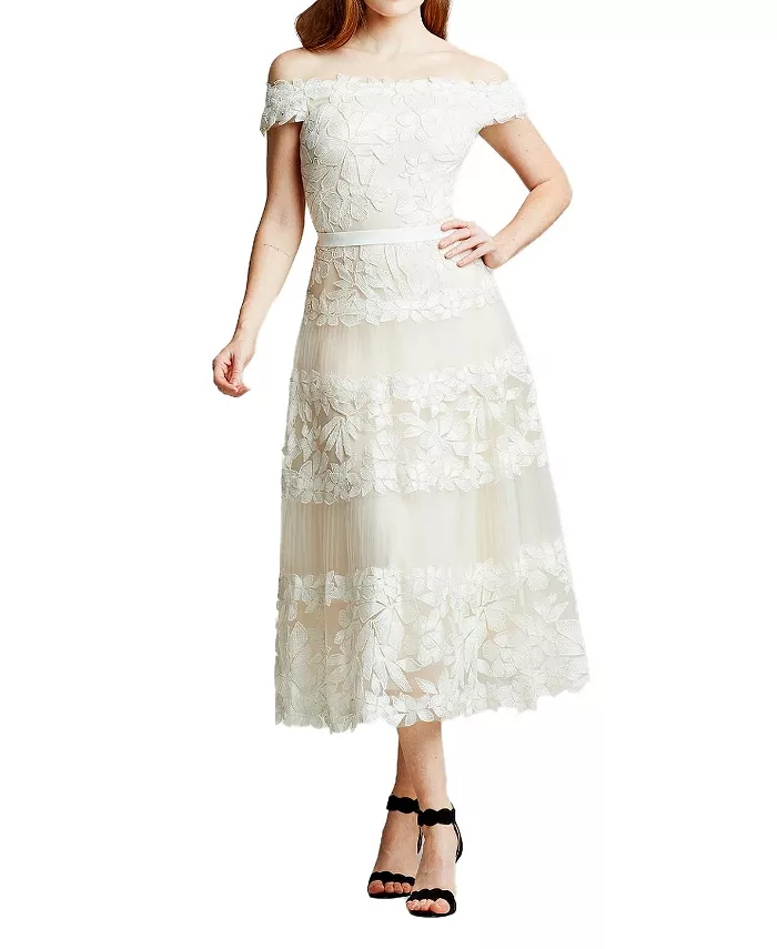 Женское платье Adriane с цветочной вышивкой длины "чайное" Tadashi Shoji, слоновая кость/кремовый
Женское платье Adriane с цветочной вышивкой длины "чайное" Tadashi Shoji, слоновая кость/кремовый