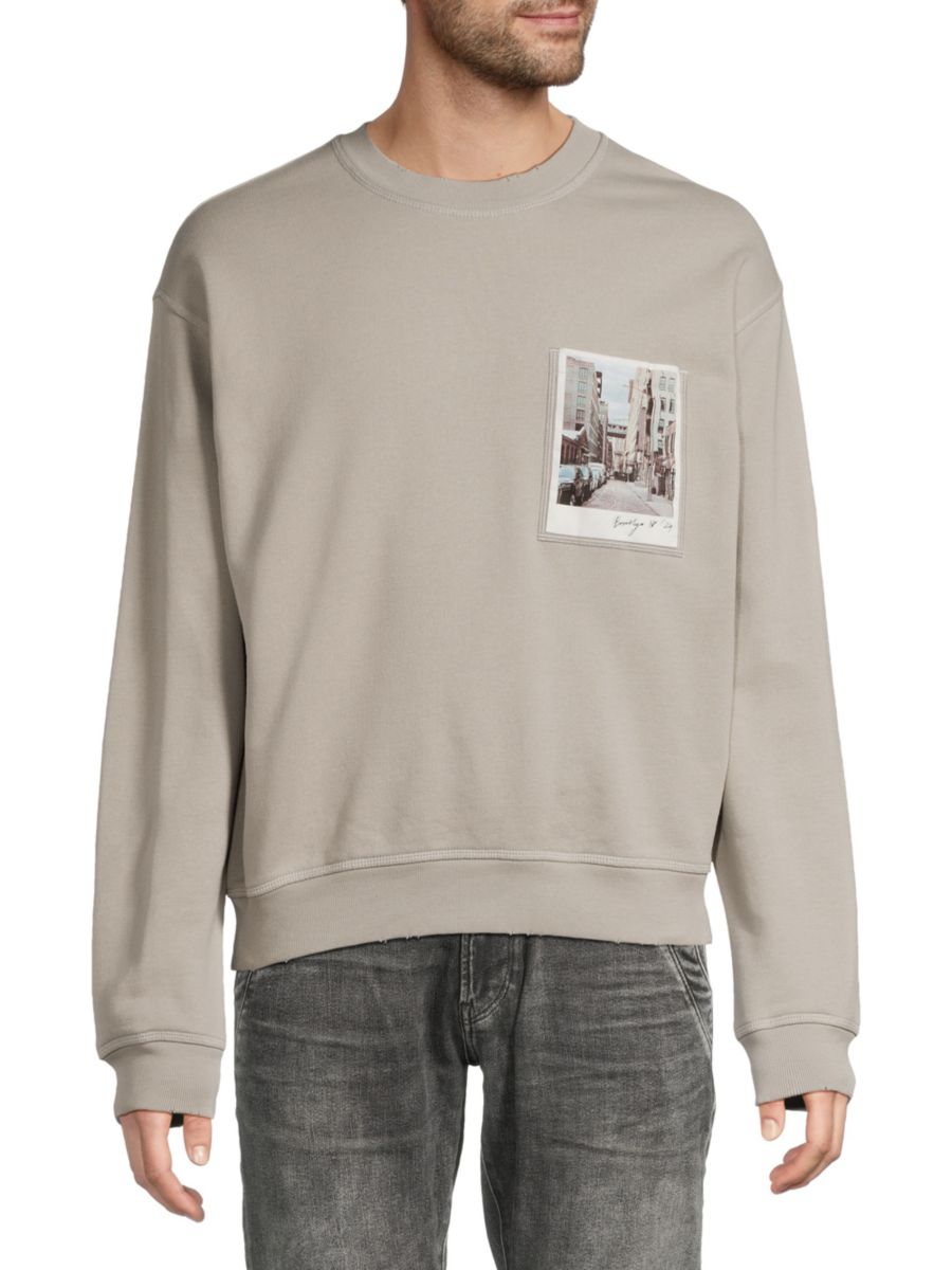 Хлопковая толстовка с открыткой Helmut Lang, серый 
Хлопковая толстовка с открыткой Helmut Lang, серый