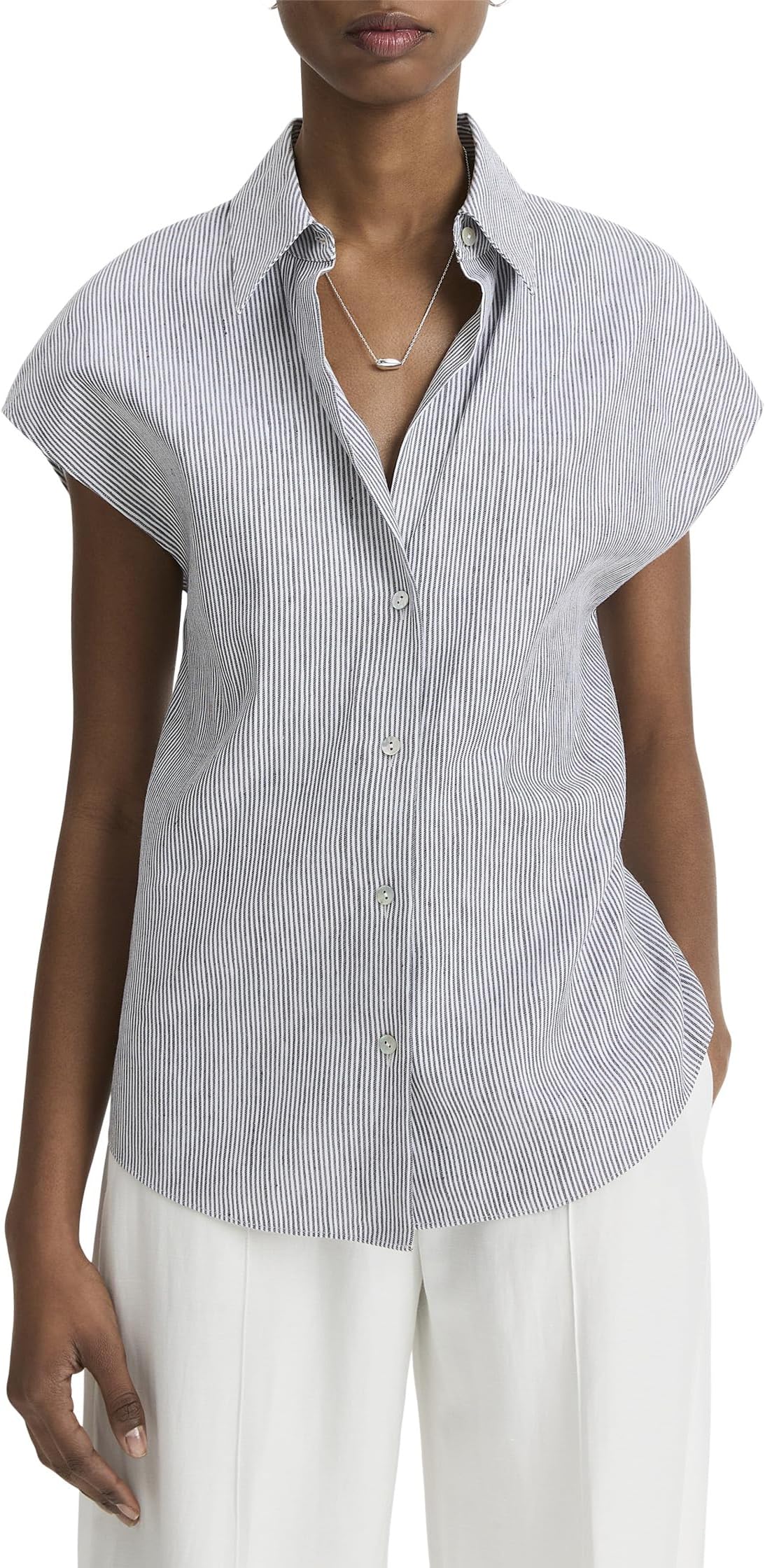 Блуза Vince Ticking Stripe Cap Sleeve Blouse, Iris Slate/Off-white
Блуза Vince Ticking Stripe Cap Sleeve Blouse, Iris Slate/Off-white