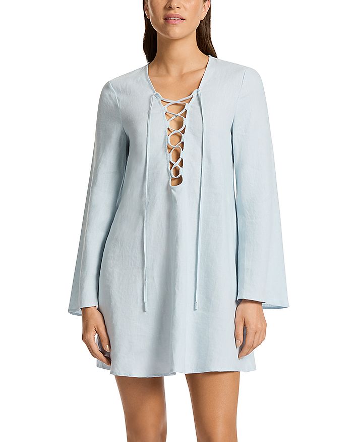 Льняное мини-платье с завязками спереди JETS, синий
Льняное мини-платье с завязками спереди JETS, синий