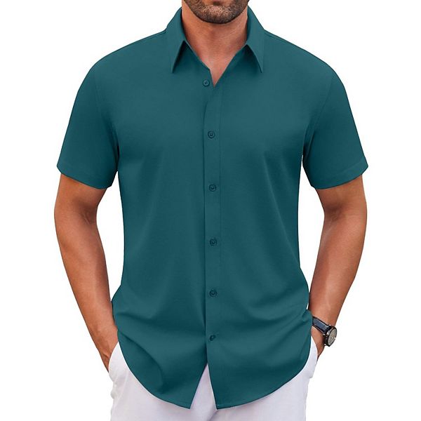 Мужская рубашка с коротким рукавом, пуговицами, stretch, wrinkle free, business Coofandy, Teal
Мужская рубашка с коротким рукавом, пуговицами, stretch, wrinkle free, business Coofandy, Teal