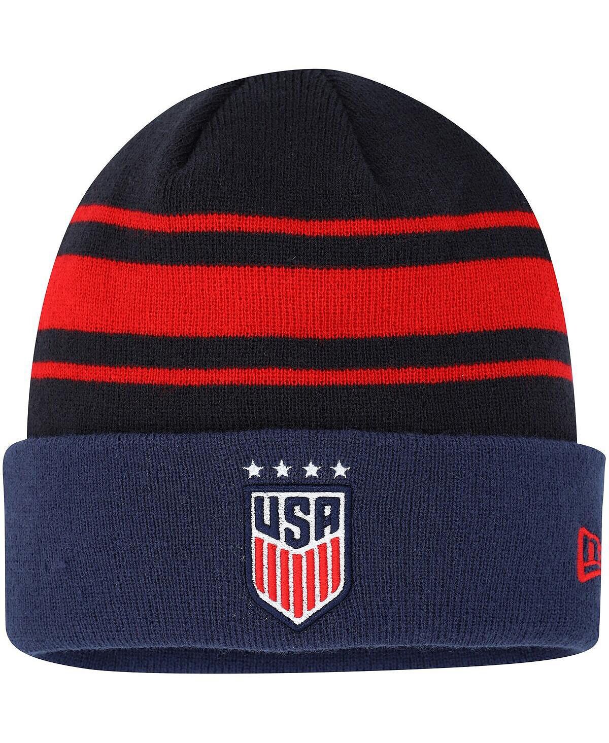 Мужская темно-синяя вязаная шапка с манжетами USWNT Team New Era 
Мужская темно-синяя вязаная шапка с манжетами USWNT Team New Era