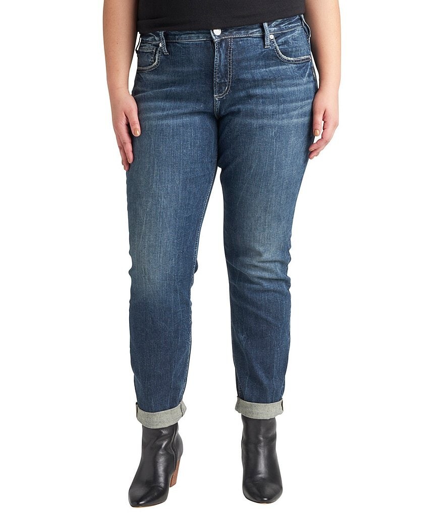 Silver Jeans Co. Узкие джинсы-бойфренды больших размеров с закатанным краем, синий
Silver Jeans Co. Узкие джинсы-бойфренды больших размеров с закатанным краем, синий