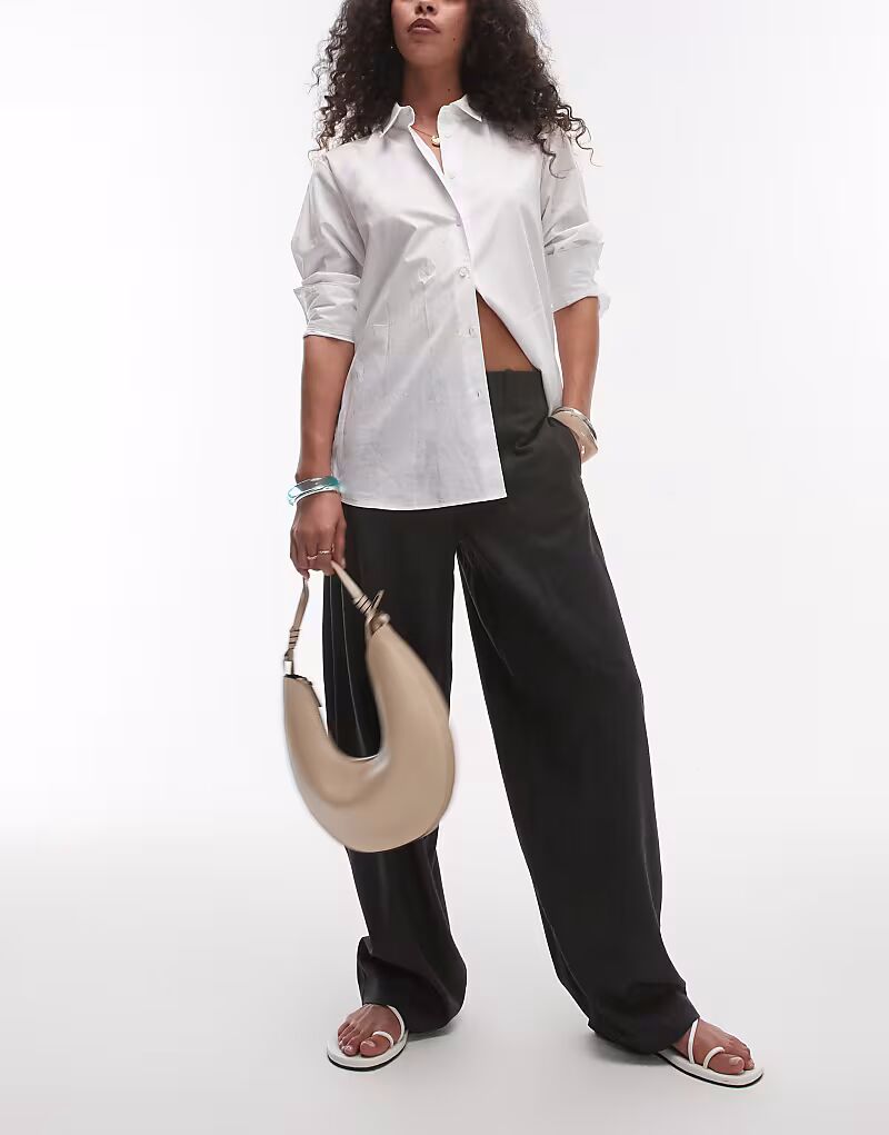 Брюки Topshop средней посадки с зауженными штанинами и талией, темно-серого цвета
Брюки Topshop средней посадки с зауженными штанинами и талией, темно-серого цвета