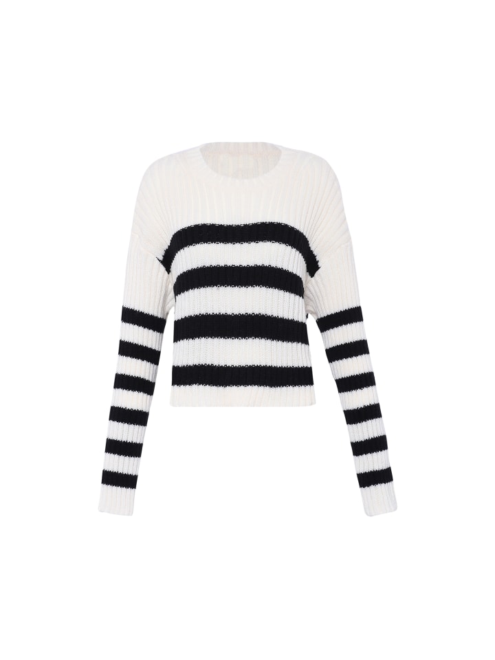 Женский вязаный свитер в кремово-белом и черном цветах myMo
Женский вязаный свитер в кремово-белом и черном цветах myMo