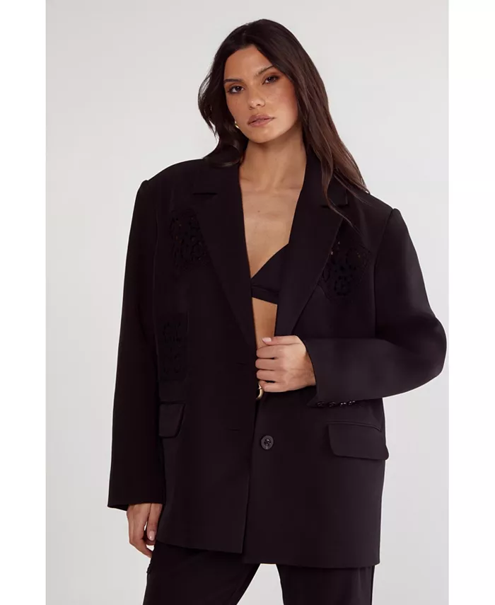 Женский свободный блейзер с вязаной крючком вставкой Nasty Gal, черный
Женский свободный блейзер с вязаной крючком вставкой Nasty Gal, черный