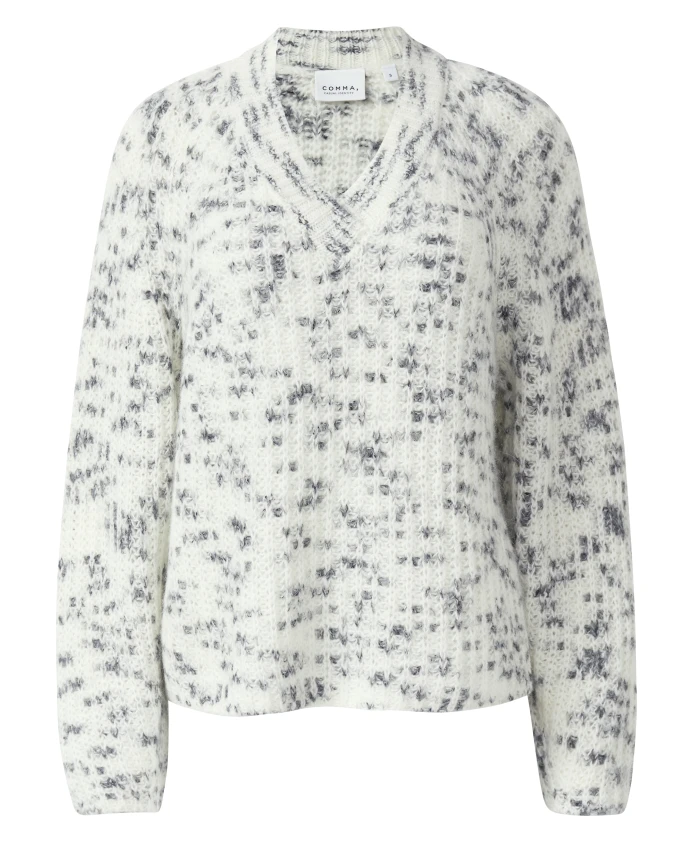 Ребристый свитер с V-образным вырезом Comma, белый
Ребристый свитер с V-образным вырезом Comma, белый