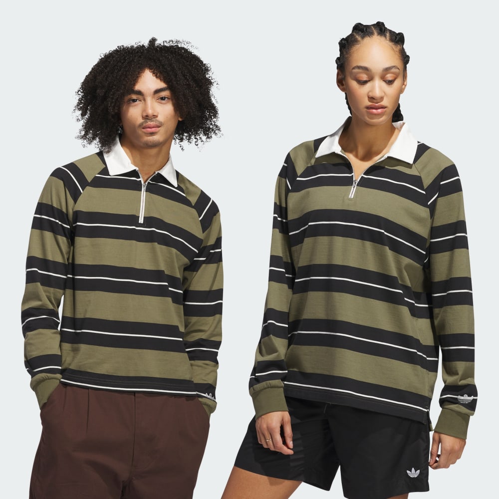 Лонгслив Adidas Shmoofoil Rugby Shirt, цвет Olive Strata/Black/Core White 
Лонгслив Adidas Shmoofoil Rugby Shirt, цвет Olive Strata/Black/Core White