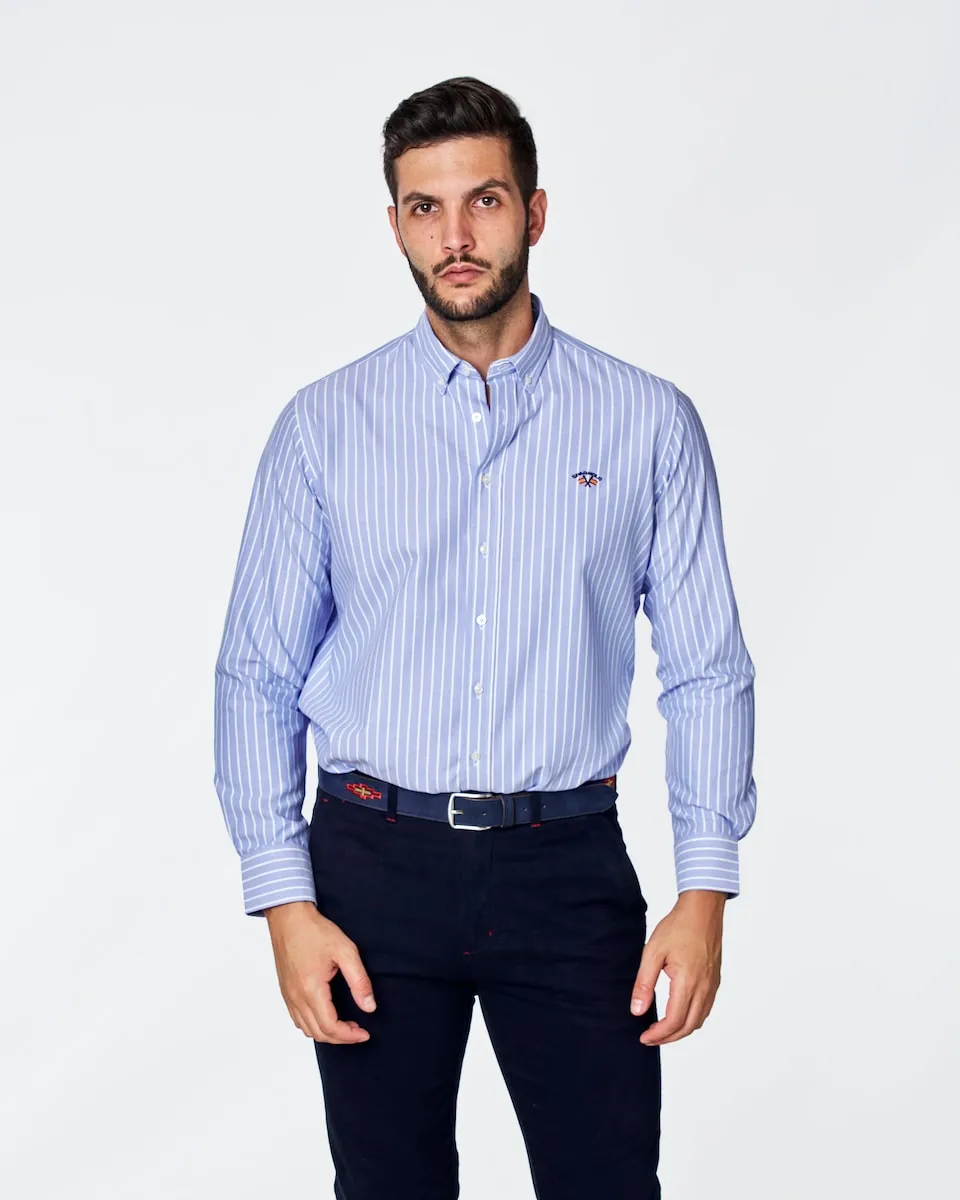 Оксфордская рубашка мужская классического кроя в полоску Spagnolo, светло-голубой
Оксфордская рубашка мужская классического кроя в полоску Spagnolo, светло-голубой