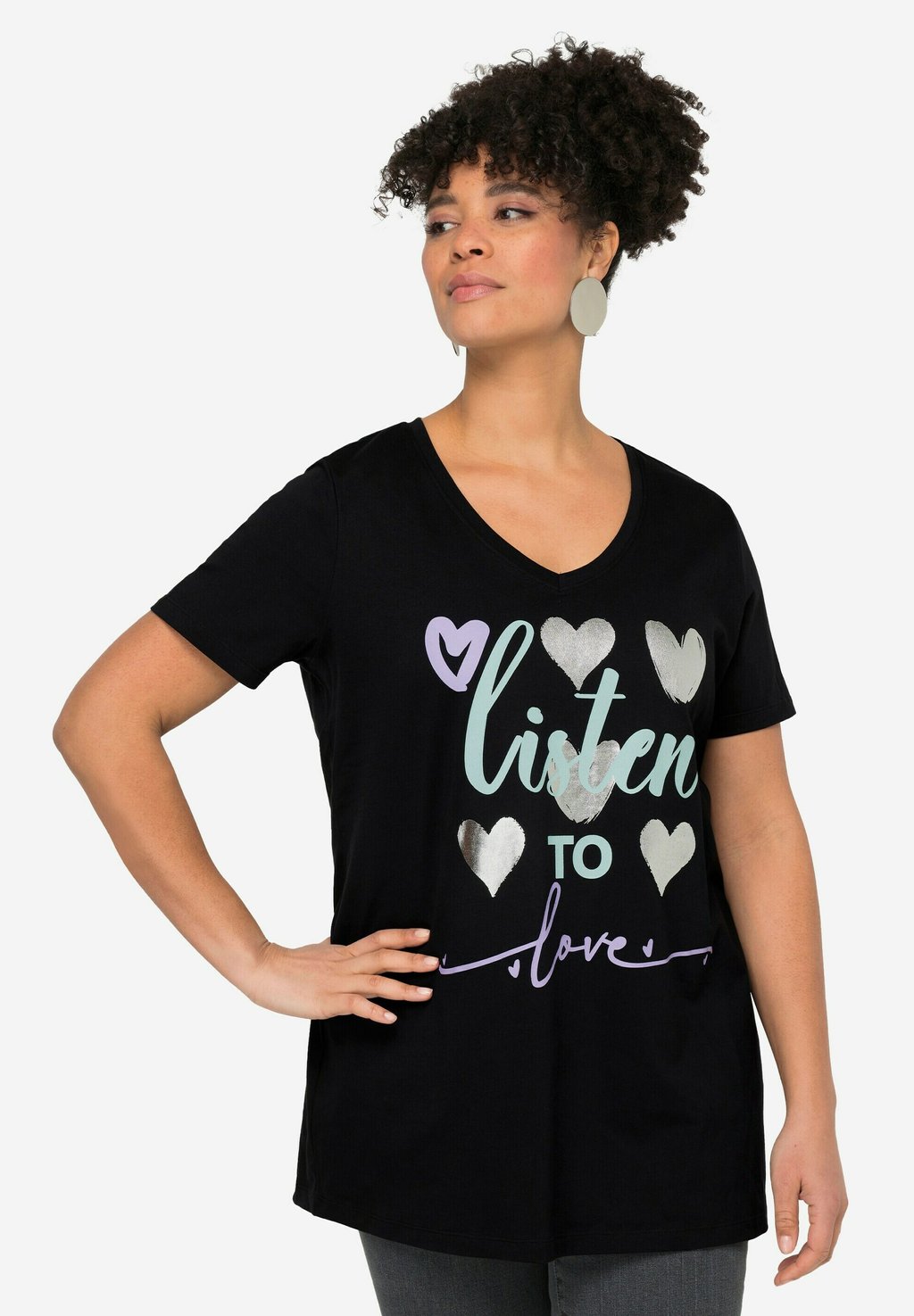 Футболка с принтом MIAMODA, черный 
Футболка с принтом MIAMODA, черный