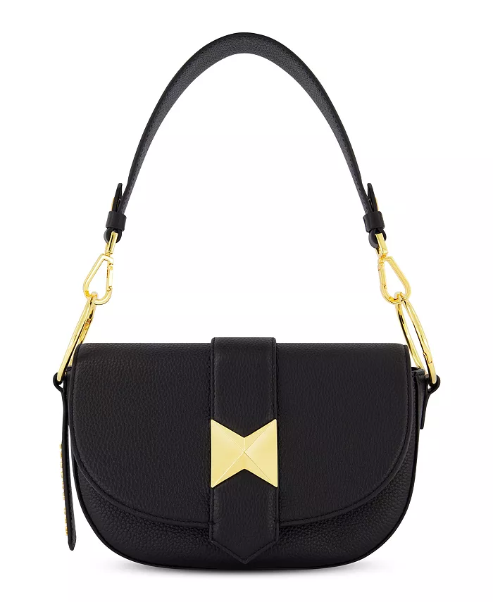 Седловая сумка из зернистой кожи с позолоченной фурнитурой Mac Duggal, черный 
Седловая сумка из зернистой кожи с позолоченной фурнитурой Mac Duggal, черный