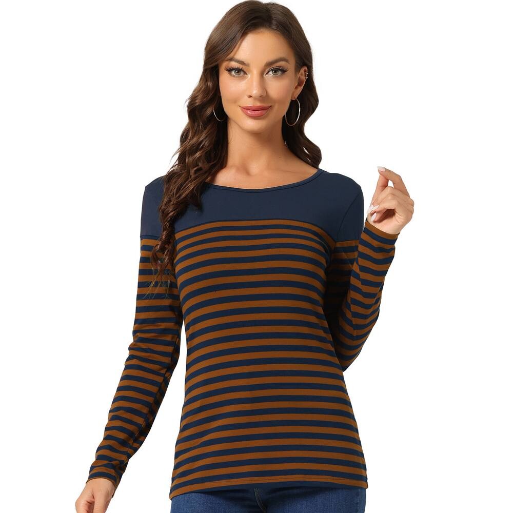 Женская повседневная футболка в полоску с длинными рукавами и цветными блоками ALLEGRA K, цвет Blue Brown
Женская повседневная футболка в полоску с длинными рукавами и цветными блоками ALLEGRA K, цвет Blue Brown
