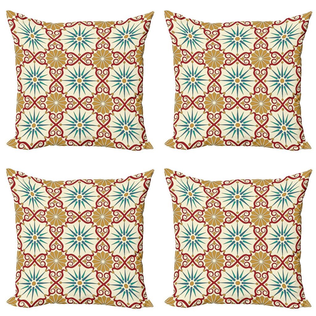 ABAKUHAUS Комплект чехлов на подушку в марокканском стиле (4 шт.), геометрические фигуры, современная двусторонняя цифровая печать, 60 см x 60 см, горчично-бежевый 
ABAKUHAUS Комплект чехлов на подушку в марокканском стиле (4 шт.), геометрические фигуры, современная двусторонняя цифровая печать, 60 см x 60 см, горчично-бежевый