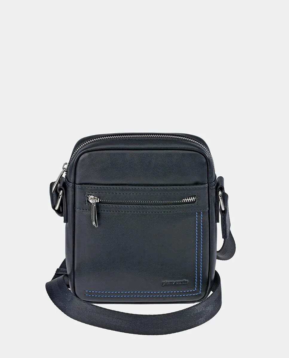 Мужская сумка через плечо PIERRE CARDIN из черной кожи с синей строчкой
Мужская сумка через плечо PIERRE CARDIN из черной кожи с синей строчкой