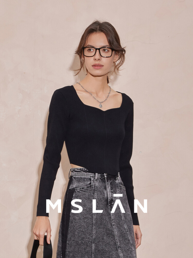 Пуловер женский Mslan с U-образным вырезом, черный
Пуловер женский Mslan с U-образным вырезом, черный