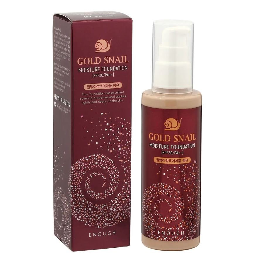 Enough, Gold Snail Moisture Foundation SPF30 PA++ #21 - омолаживающая тональная основа с муцином улитки, 100 мл
Enough, Gold Snail Moisture Foundation SPF30 PA++ #21 - омолаживающая тональная основа с муцином улитки, 100 мл
