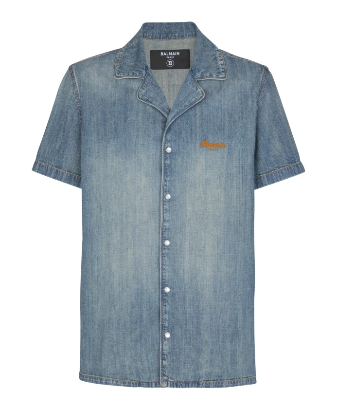 Пижамная рубашка с короткими рукавами из выцветшего денима. Balmain, синий
Пижамная рубашка с короткими рукавами из выцветшего денима. Balmain, синий