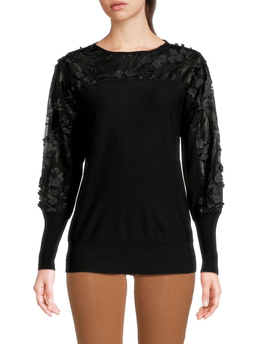 Свитер с рукавами епископа и цветочной аппликацией Joseph A, черный
Свитер с рукавами епископа и цветочной аппликацией Joseph A, черный