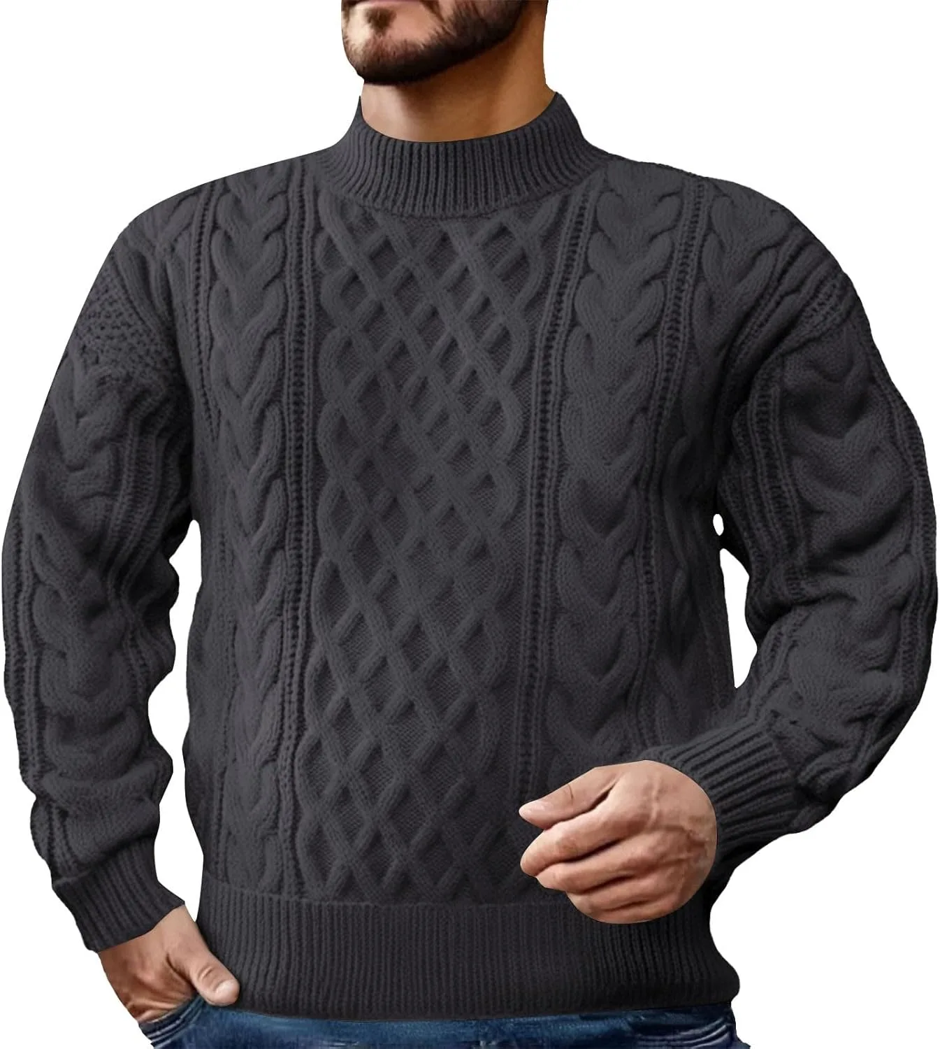 Мужской свитер оверсайз с длинным рукавом и кабельной вязкой
Мужской свитер оверсайз с длинным рукавом и кабельной вязкой