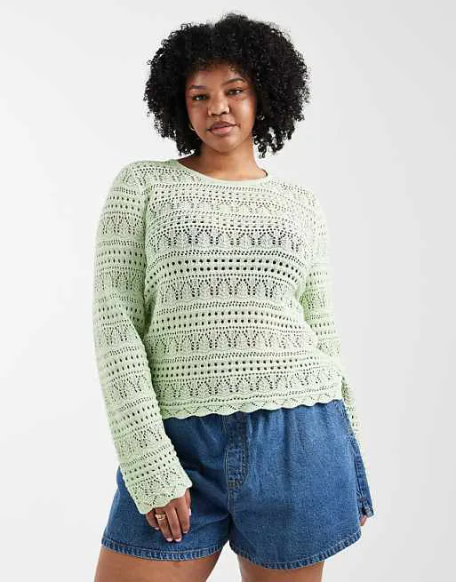 Светло-зеленый топ ONLY Curve с длинными рукавами, связанный крючком
Светло-зеленый топ ONLY Curve с длинными рукавами, связанный крючком