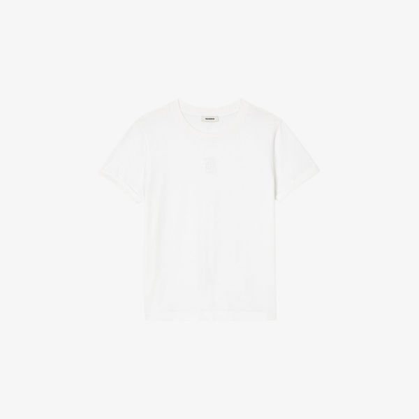 Футболка Sandro с круглым вырезом и вышитым логотипом, белый
Футболка Sandro с круглым вырезом и вышитым логотипом, белый