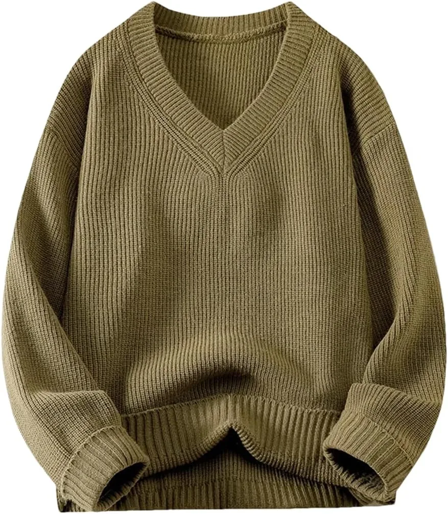 Мужской вязаный свитер с V-образным вырезом, длинный рукав, утепленный
Мужской вязаный свитер с V-образным вырезом, длинный рукав, утепленный