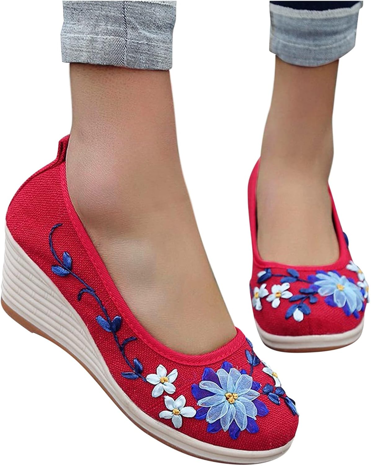 Женские туфли hbeylia винтажные с вышивкой и платформой, красный
Женские туфли hbeylia винтажные с вышивкой и платформой, красный