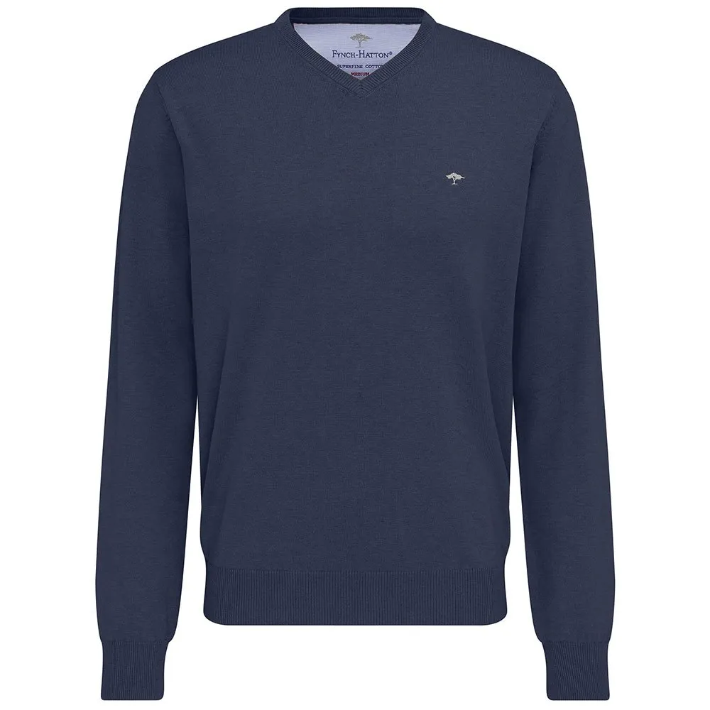 Свитер Fynch Hatton SFPK211 V Neck, синий 
Свитер Fynch Hatton SFPK211 V Neck, синий