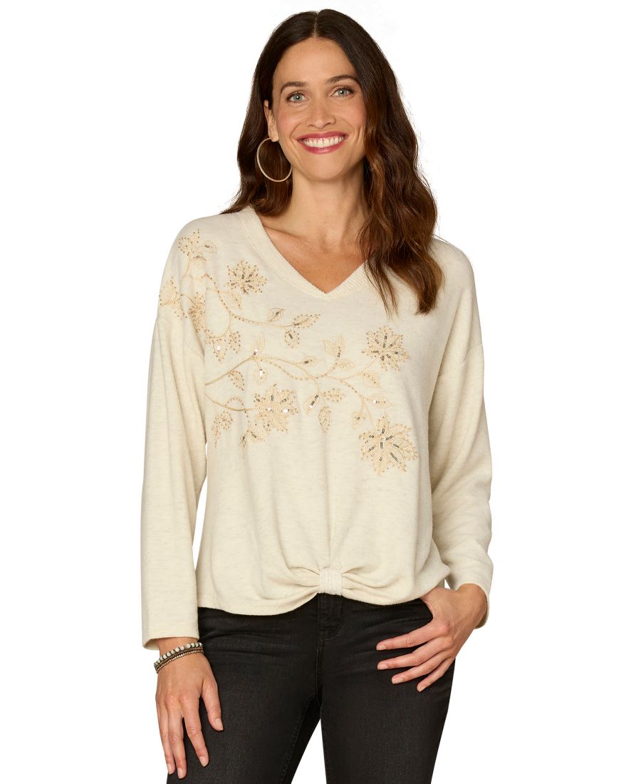 Укороченный топ с V-образным вырезом и узлом по низу Democracy, Heather Cream
Укороченный топ с V-образным вырезом и узлом по низу Democracy, Heather Cream