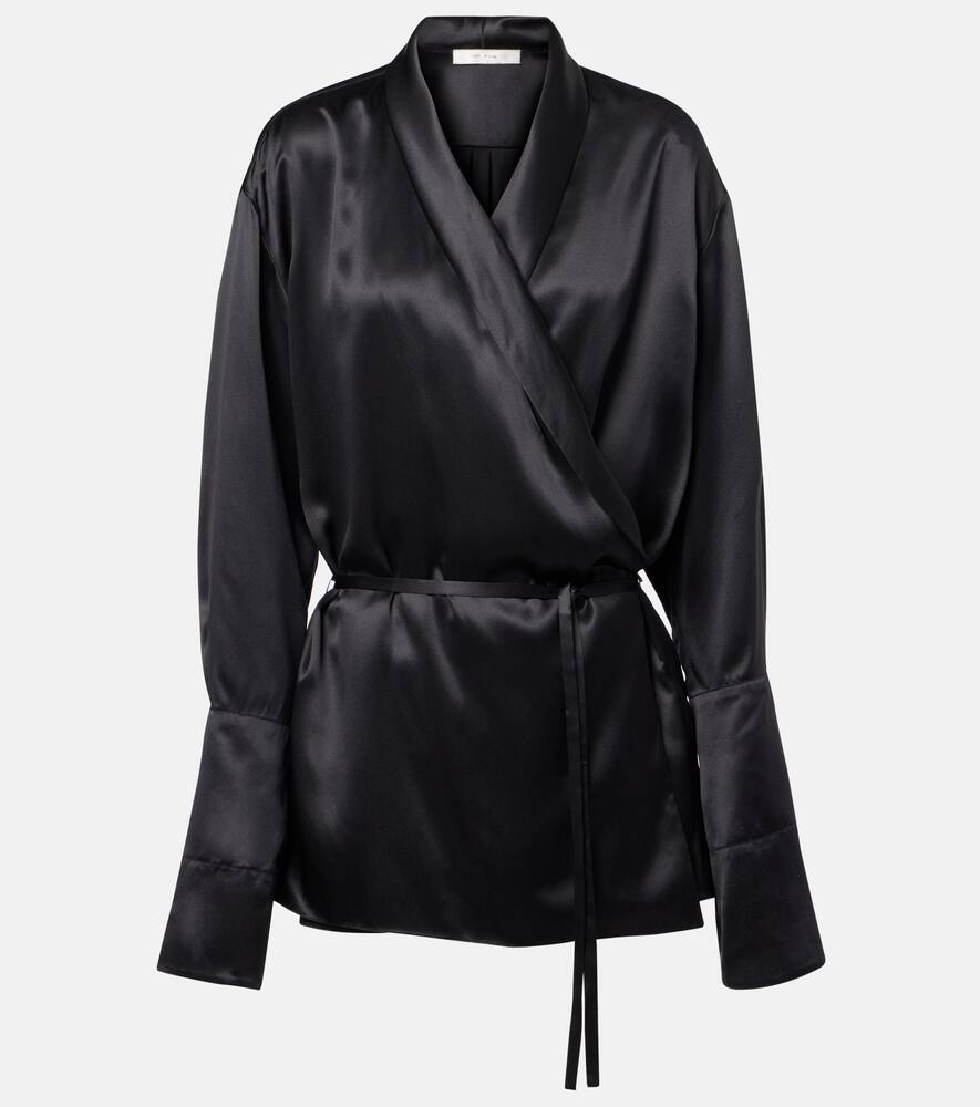 Шёлковый сатиновый топ Eivie с запахом The Row, Black
Шёлковый сатиновый топ Eivie с запахом The Row, Black