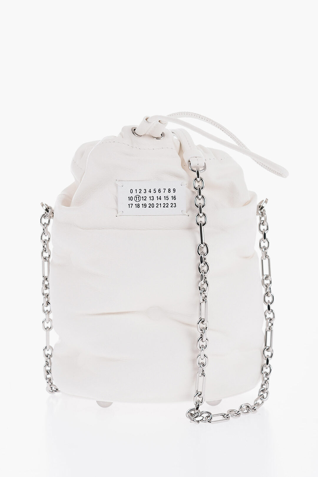 Сумка-ведро Maison Margiela Mm11 Leather Glam Slam с цепочкой серебристого тона, белый
Сумка-ведро Maison Margiela Mm11 Leather Glam Slam с цепочкой серебристого тона, белый