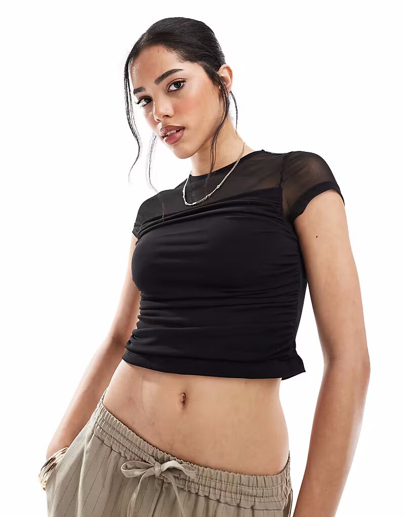 Топ с короткими рукавами и сетчатой драпировкой спереди ASOS DESIGN черного цвета
Топ с короткими рукавами и сетчатой драпировкой спереди ASOS DESIGN черного цвета
