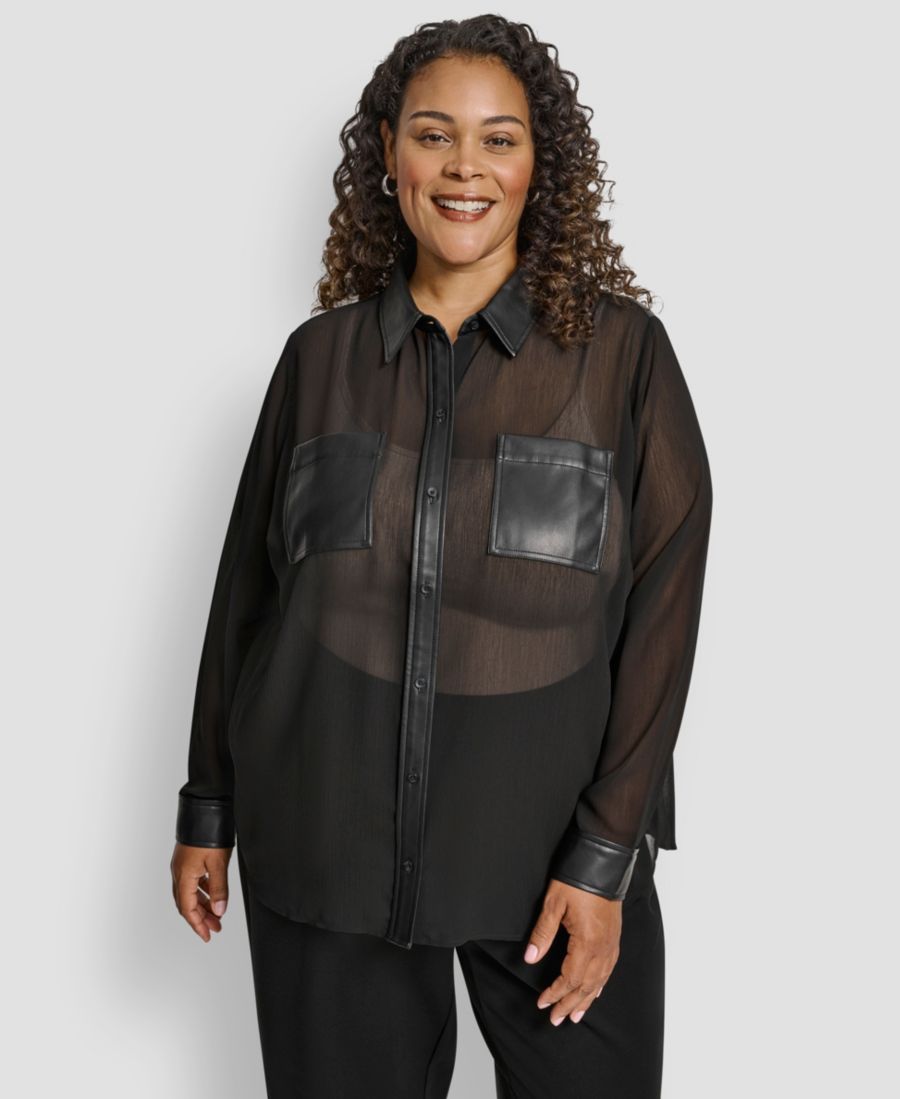 Топ с длинными рукавами и воротником большого размера DKNY, Black
Топ с длинными рукавами и воротником большого размера DKNY, Black