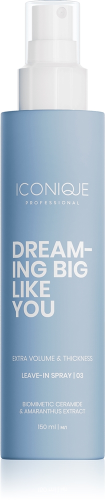 Мечтая о большом, как ты, объеме и густоте волос, несмываемый спрей для максимального объема Iconique Professional, ploniems plaukams 150 мл
Мечтая о большом, как ты, объеме и густоте волос, несмываемый спрей для максимального объема Iconique Professional, ploniems plaukams 150 мл