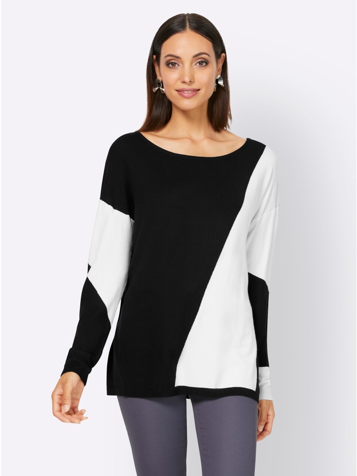 Свитер с круглым вырезом в черно-бежевом узоре Heine
Свитер с круглым вырезом в черно-бежевом узоре Heine