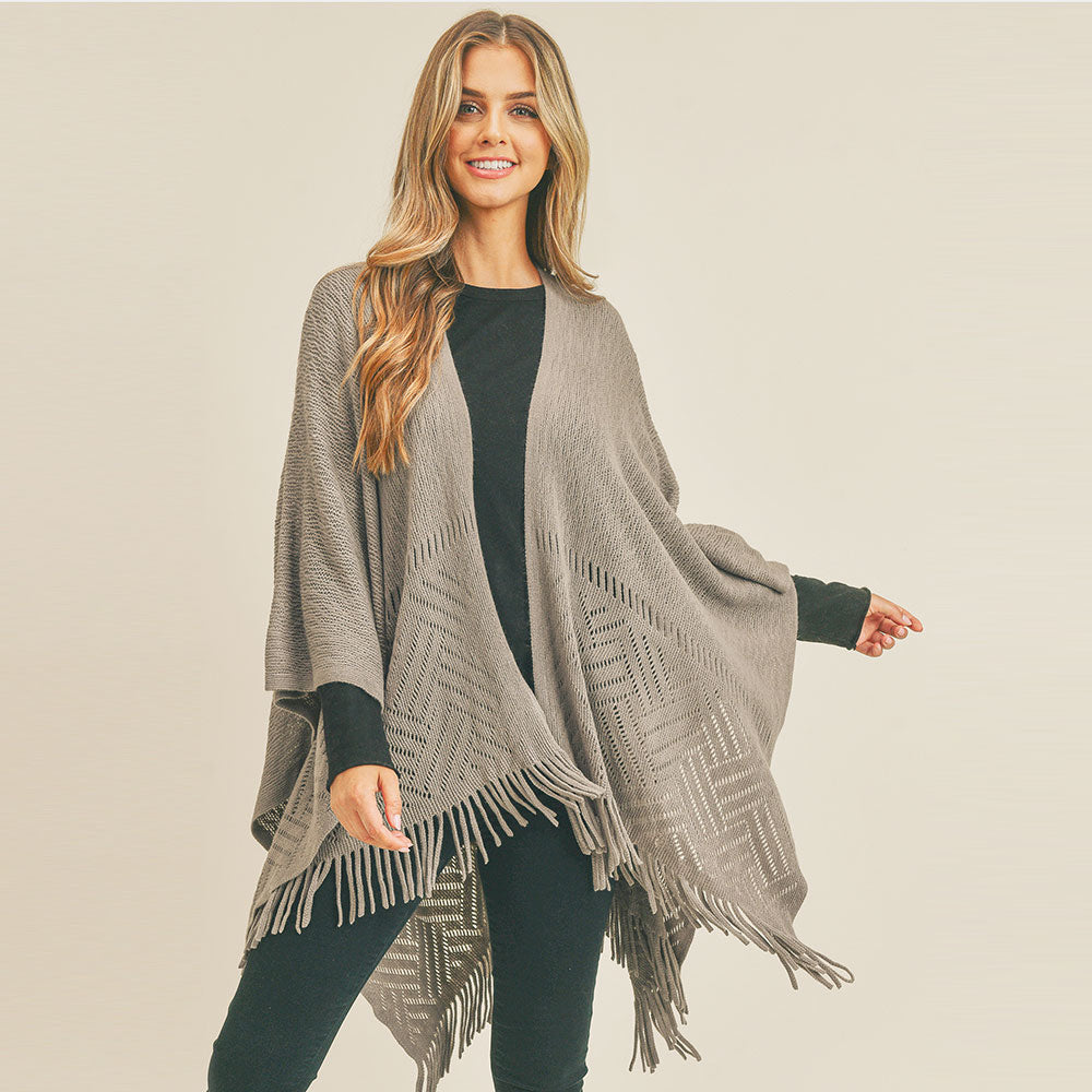 Руана пончо с вязкой елочкой и бахромой TRUEDAMES, серый
Руана пончо с вязкой елочкой и бахромой TRUEDAMES, серый