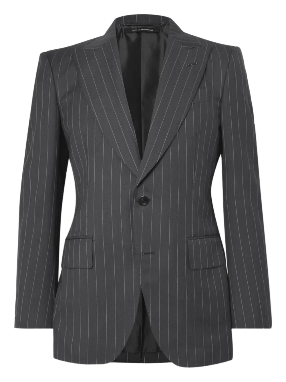 Однобортный костюм в тонкую полоску TOM FORD, серый
Однобортный костюм в тонкую полоску TOM FORD, серый