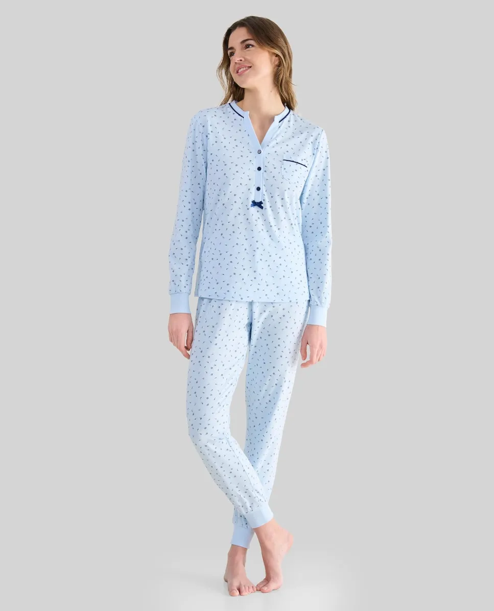 Длинная женская пижама с принтом Lohe, небесно-голубой
Длинная женская пижама с принтом Lohe, небесно-голубой