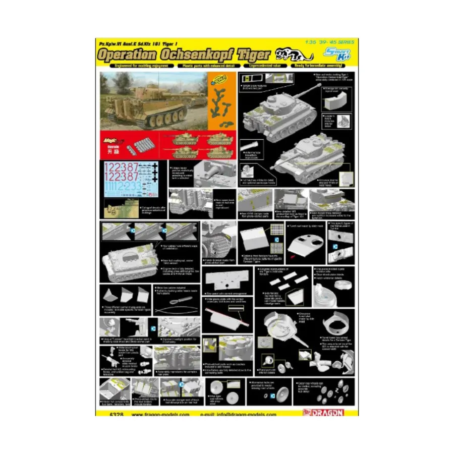 Pz.Kpfw VI Ausf.E Sd.Kfz 181 Operation Ochsenkopf Tiger I, Dragon Models - '39 to '45 Series - Germany (1:35)
Pz.Kpfw VI Ausf.E Sd.Kfz 181 Operation Ochsenkopf Tiger I, Dragon Models - '39 to '45 Series - Germany (1:35)