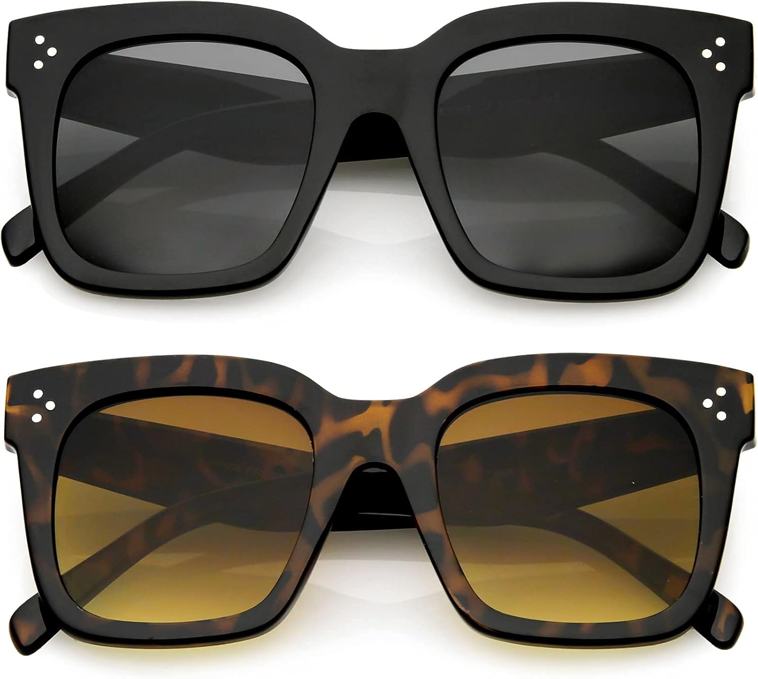 zeroUV - Большие модные ретро-солнцезащитные очки квадратной формы для женщин в винтажном стиле, 50 мм, комплект из 2 штук (черные/дымчатые + блестящие черепаховые/янтарные), Black
zeroUV - Большие модные ретро-солнцезащитные очки квадратной формы для женщин в винтажном стиле, 50 мм, комплект из 2 штук (черные/дымчатые + блестящие черепаховые/янтарные), Black