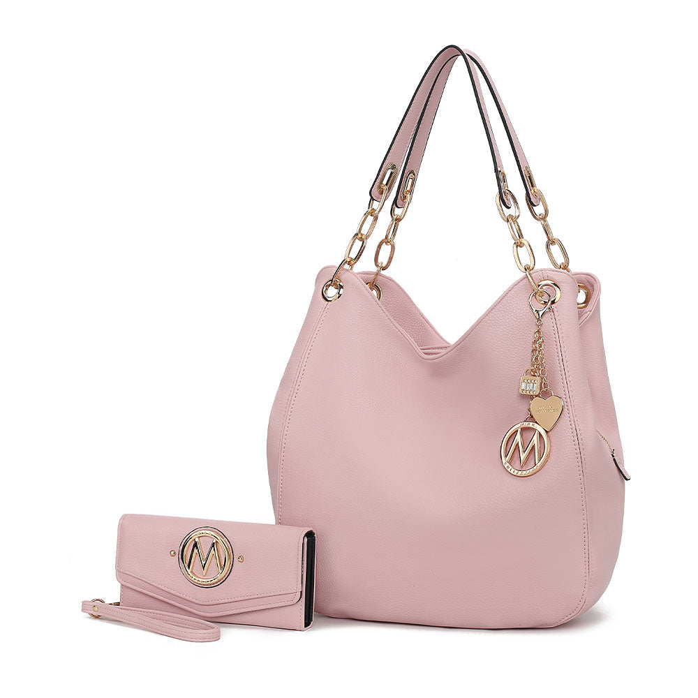 Эшли, женская элегантная сумка-хобо и кошелек с запястьем, комплект из 2 предметов от Mia K MKF Collection By Mia K., розовый
Эшли, женская элегантная сумка-хобо и кошелек с запястьем, комплект из 2 предметов от Mia K MKF Collection By Mia K., розовый