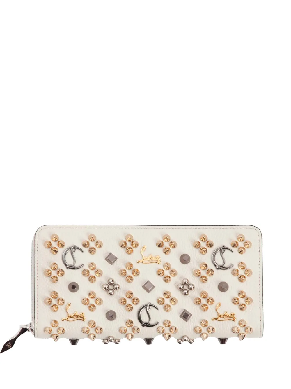 Кошелек на молнии с украшением в виде заклепок Christian Louboutin, белый
Кошелек на молнии с украшением в виде заклепок Christian Louboutin, белый